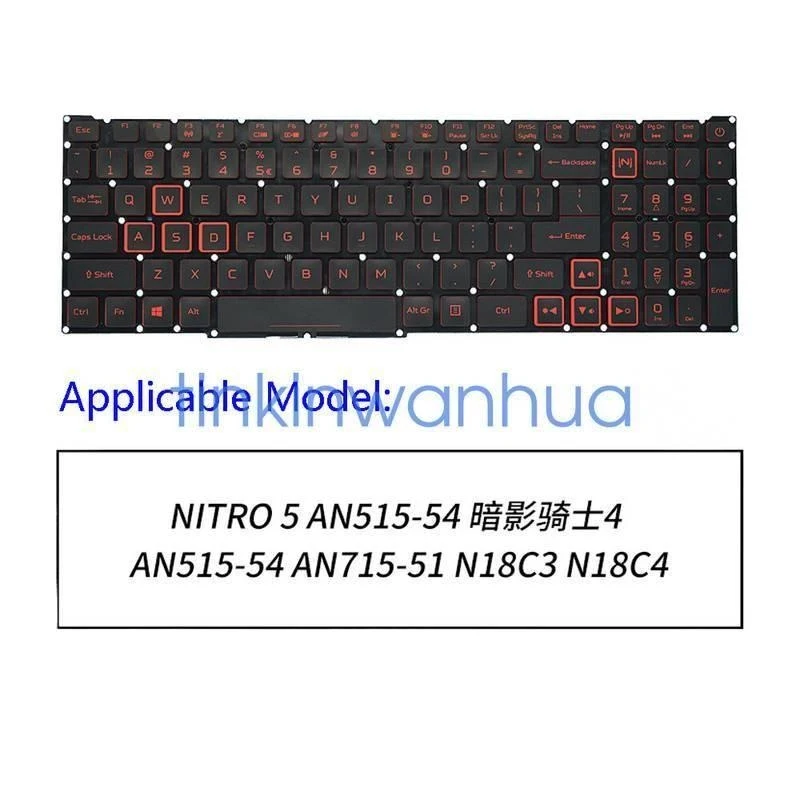 Ag+ For Acer Nitro 5 AN515-54 AN517-51 N18C3 N18C4 Backlit English Keyboard