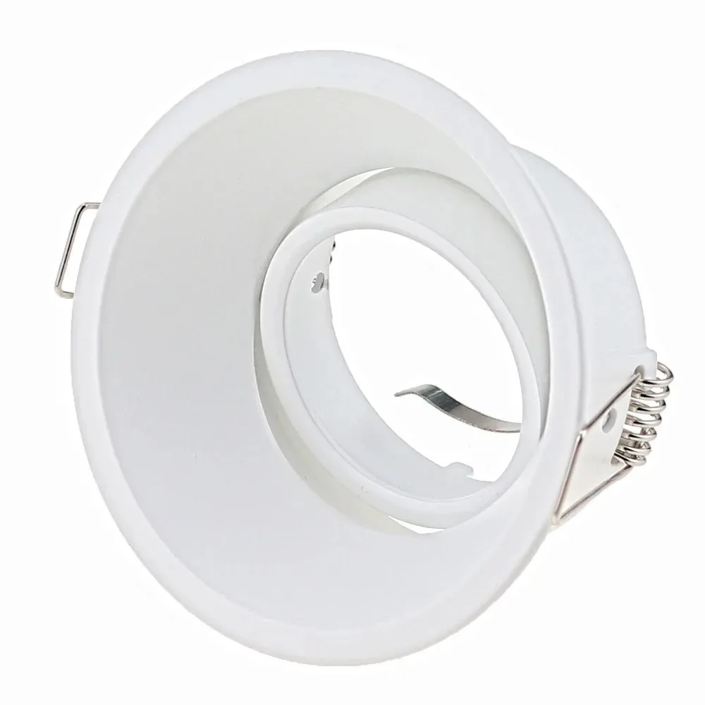 Marco de luz Led empotrable redondo de aluminio, accesorio MR16 GU10, marco de foco de techo LED cuadrado ajustable blanco/negro