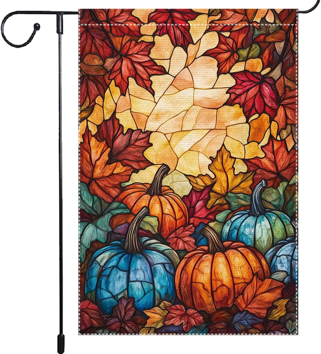 Fall Garden Flag 12x18 Inch Double Sided Burlap Outdoor Yard Decor Autumn Pumpkins Colorful Leaves Thanksgiving Porch Banner llp