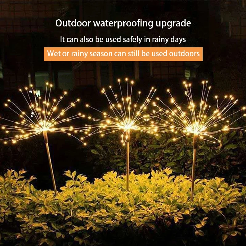 

New waterproof fireworks lamp solar lamp 90/150/200led lamp Garden courtyard terrace land plug