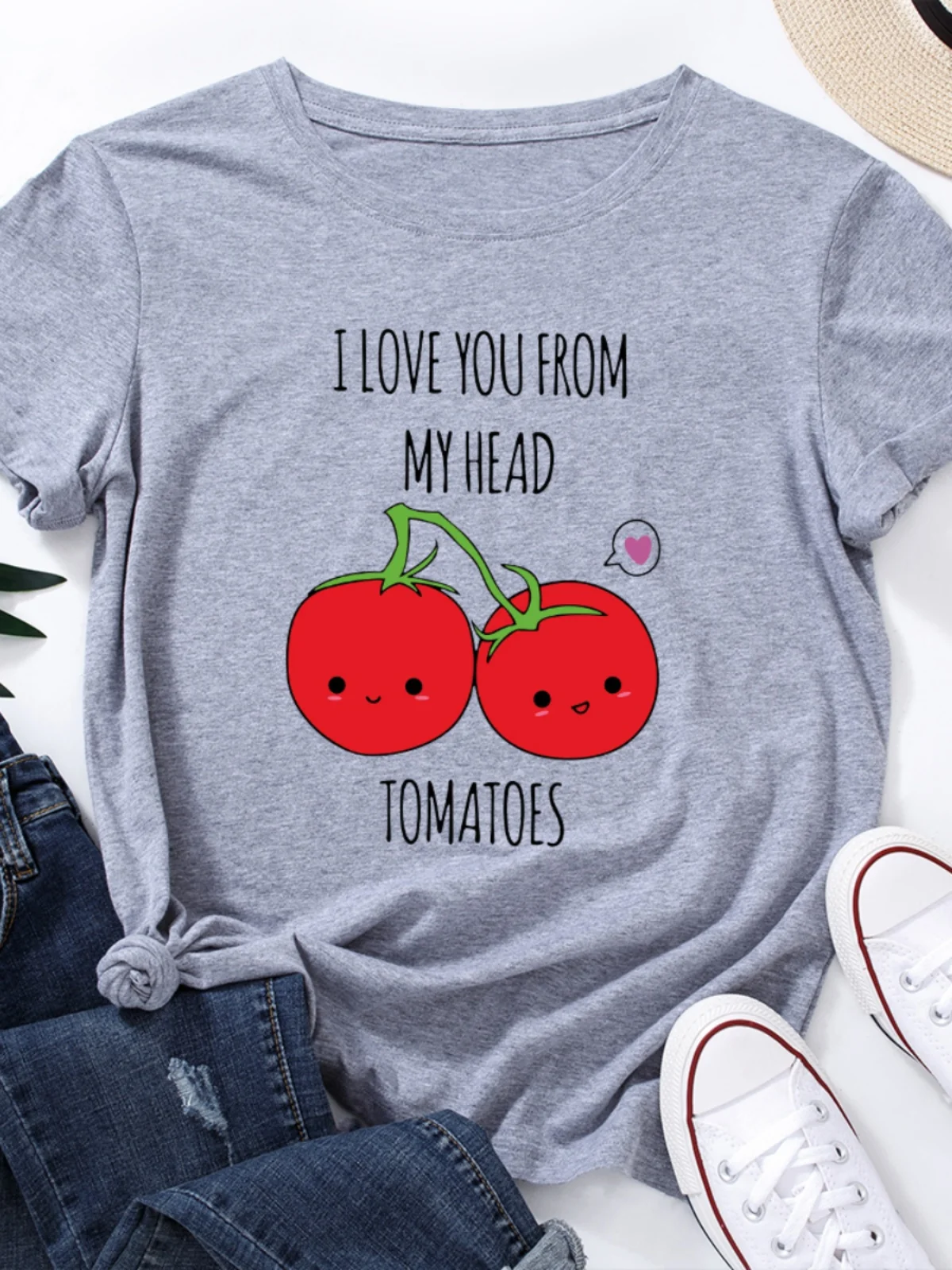 T-shirt da donna in cotone vestibilità ampia ort Sve round Ne stampato Street Sle Summer Faion Abbigliamento casual per giovani adulti