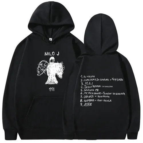 Milo J 후드티, 111 앨범 Merch 후드 스웻셔츠, 남성 여성 패션, 힙합 빈티지 긴팔 풀오버, 팬 선물, 스트리트웨어 