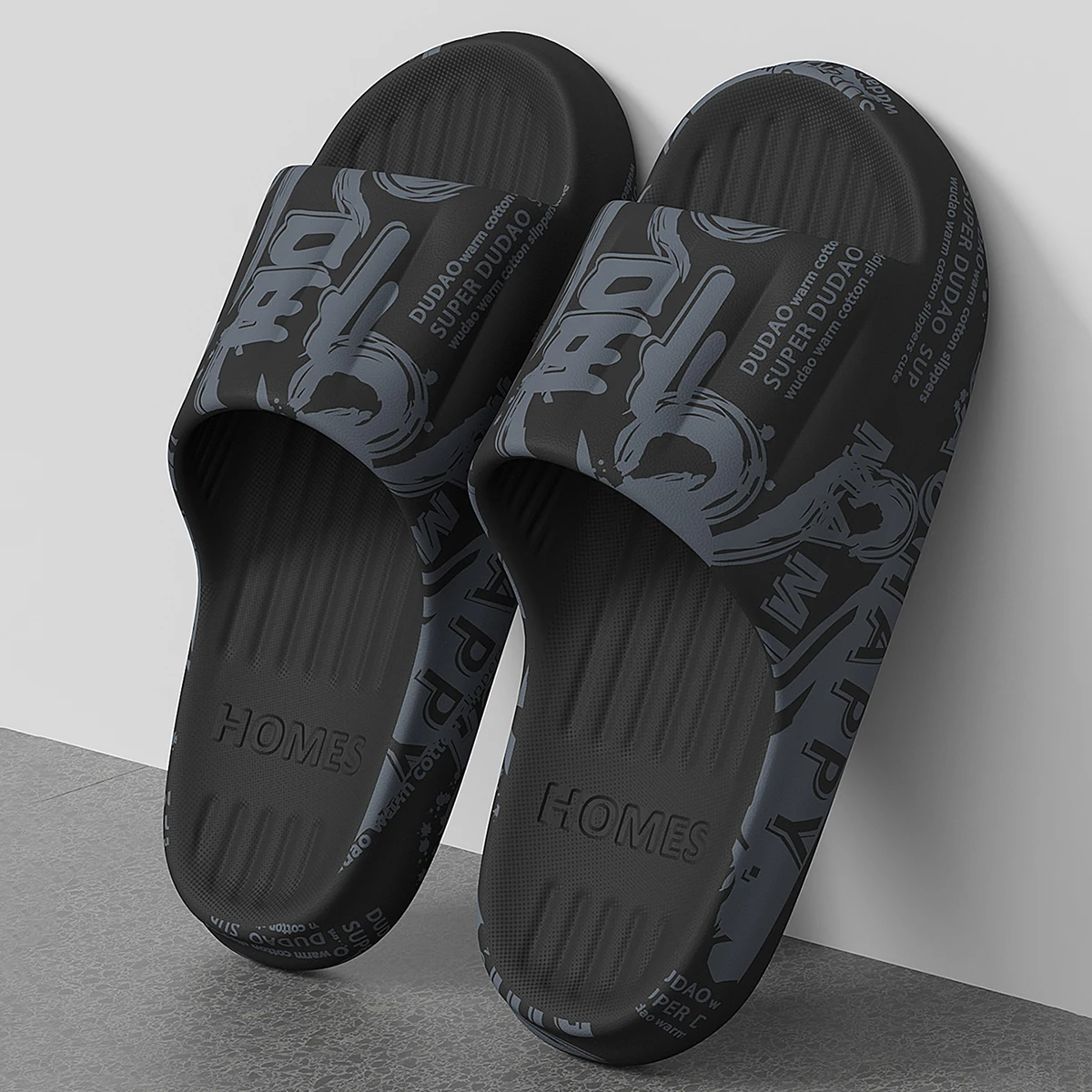 

QYCKABY модные мужские тапочки с принтом, трендовые домашние шлепанцы, новинка 2024, сандалии, противоскользящая уютная мягкая обувь, шлепанцы унисекс, домашние шлепанцы на плоской подошве