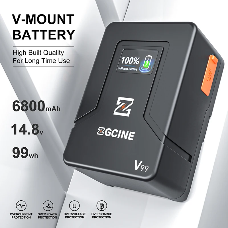 Zgcine ZG-V99 V-Mount аккумулятор 99 Вт·ч 14,8 В 6800 мА·ч внешний аккумулятор быстрая зарядка для видеокамеры, кинокамеры, вещательного светодиодного освещения