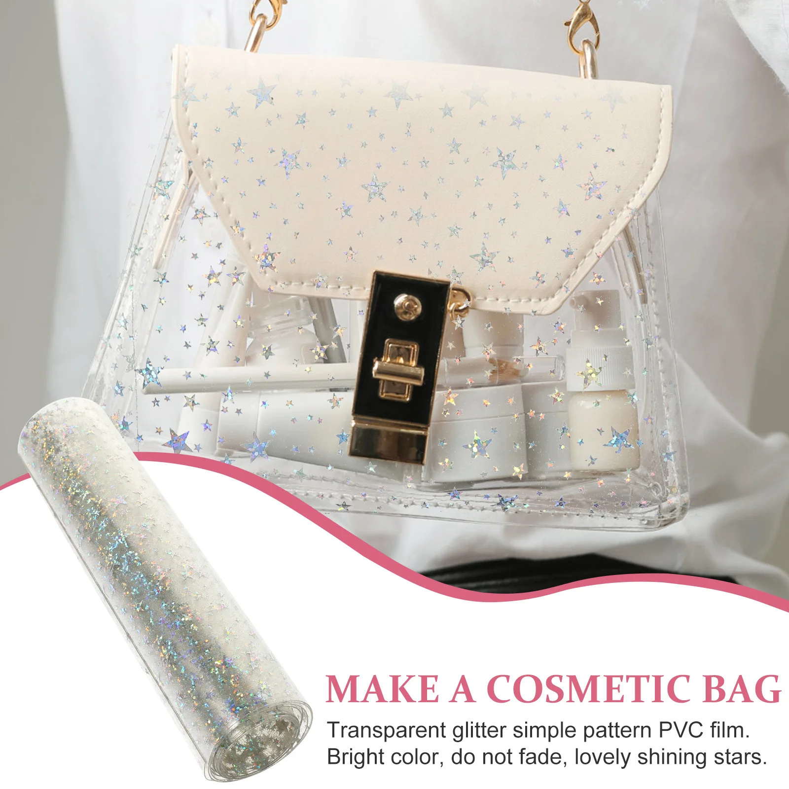 

Clear Star PVC Film Transparent Glitter Simple Pattern DIY Bag Suitcase Craft Luggage Material Handmade Craft Making Film