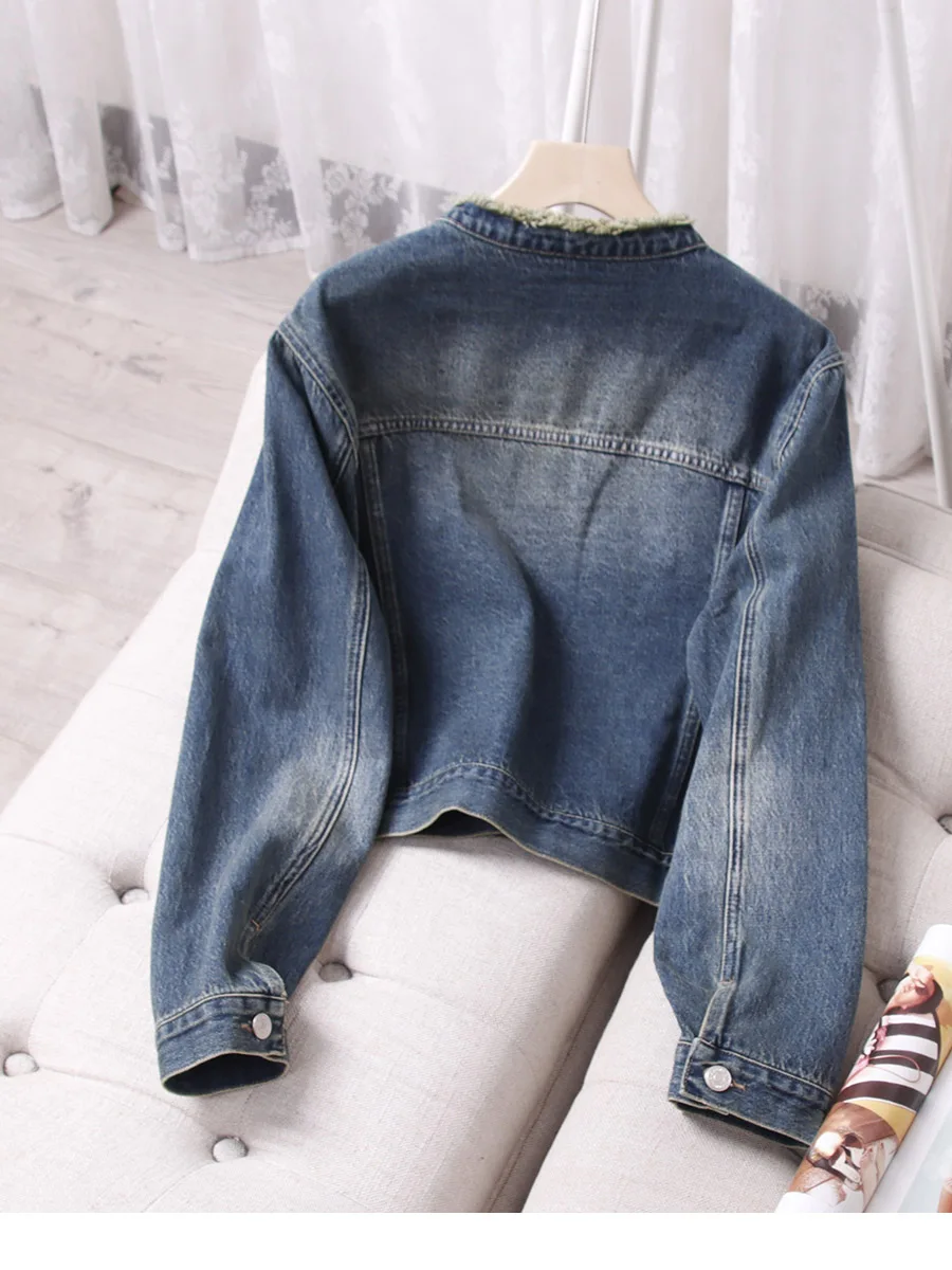 Blue Denim Classic Jacket Women\'s Stylish and Timeless Denim Jacket Perfect for Any Occasion Made with High-Quality DenimsetCell