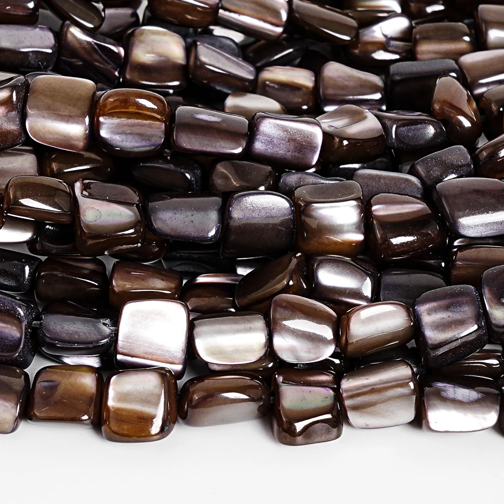 Cuentas Sueltas de Concha Trochidae Marrón Natural de 6-9mm, Hilo de 15 Pulgadas, Forma de Arroz, Cuentas Pulidas Irregulares para Collar y Pendientes DIY