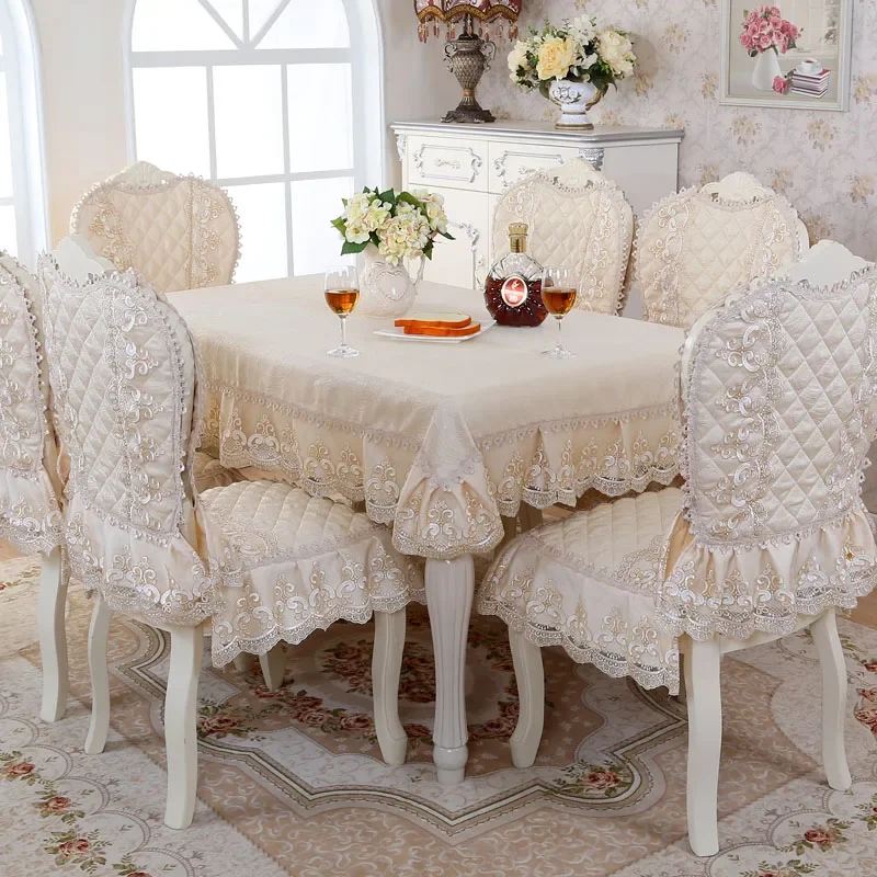 

Grade Classical Top exquisite thick Jacquard table cloth chair covers cushion chair cover Pastoral lace cloth set tablecloths