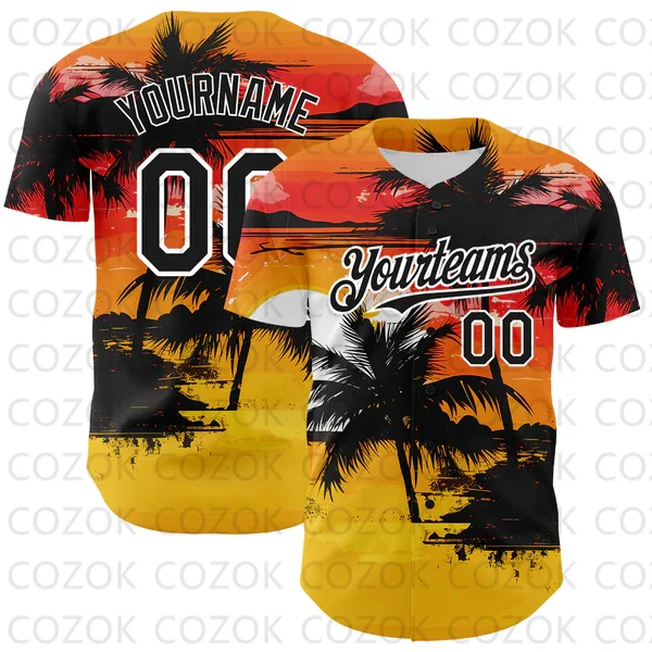 

Custom Tropical Scenery Pattern Baseball Jersey Men and Women Shirt 3D Printed Shirt Team Shirts Hip Hop Unisex Tops