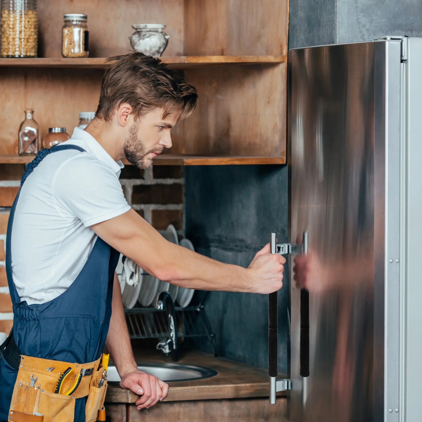 

1Pair Refrigerator Handle Cover Antiskid Protector Soft Comfortable Grip Trim Adjustable Kitchen Appliance Decor