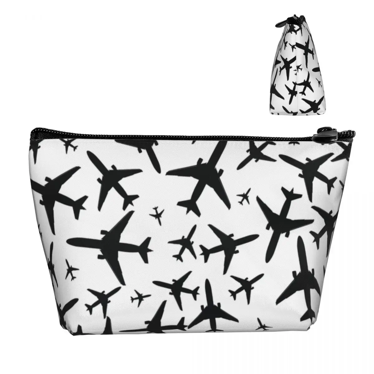 Custom Random Airplanes Travel Cosmetic Bag Aviation Fighter Pilot Makeup Toiletry Organizer Ladies Beauty Storage Dopp Kit