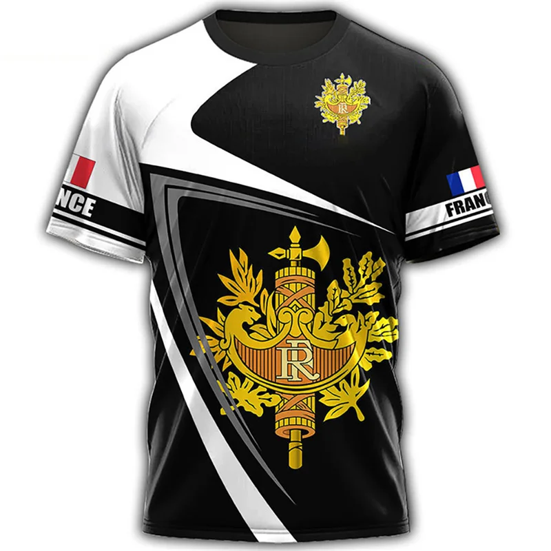 3D France Flag Forest Camouflage Graphic T Shirt for Men Clothing French Football Jersey T-shirt Short Sleeve Tops Tee Shirts