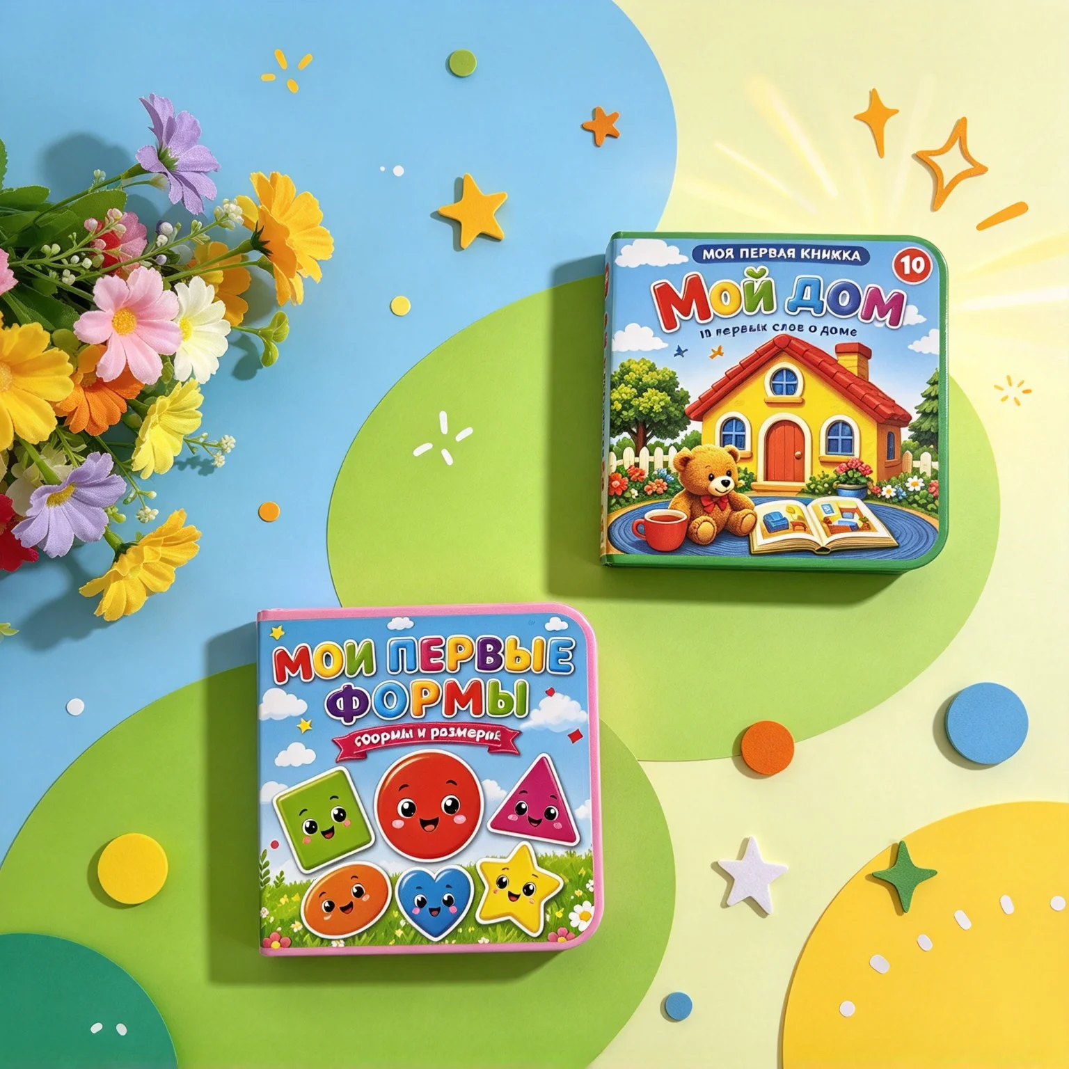 Russian-language EVA foam educational book; features vibrant colors to boost learning interest and a rounded-corner design.