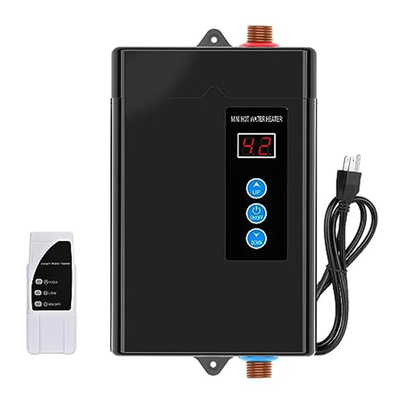 AA86 الولايات المتحدة التوصيل ، 3000 واط Tankless سخان المياه الكهربائية ، سخان الماء الساخن الفوري مع جهاز التحكم عن بعد ، LCD شاشة تعمل باللمس المياه الحرارة-B Du