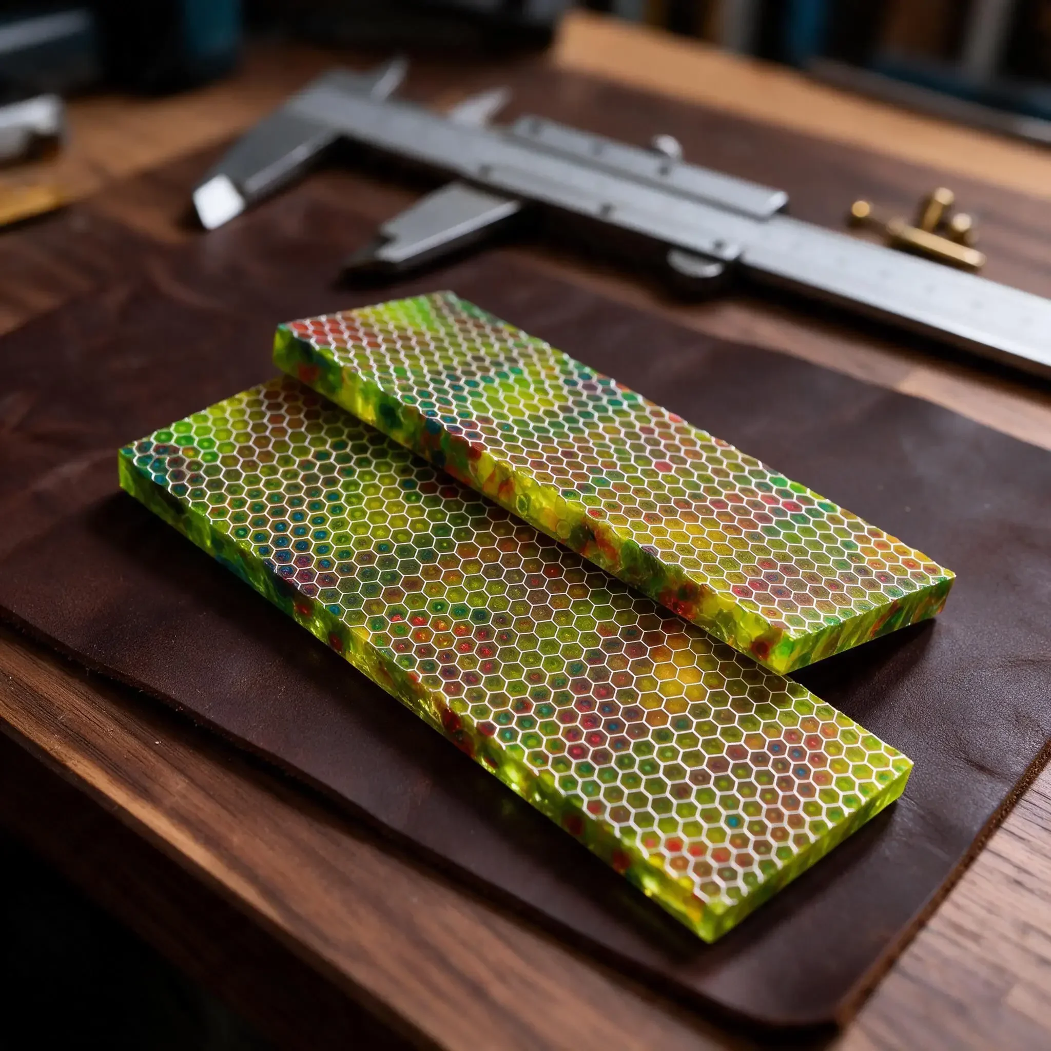 1PC DIY Knife Making Handle Material C-Tek Handmade Toool Handle Replacement Snake Skin Honeycomb Resin Plate Patch Material