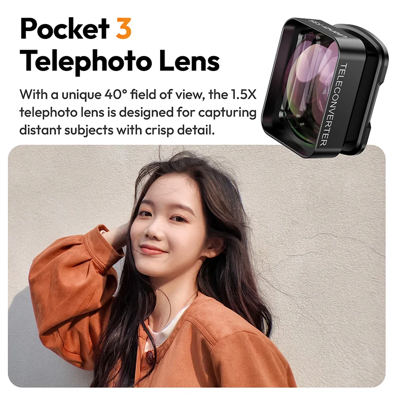 ​ Lente grande angular Ulanzi F35 Pocket 3 / lente telefoto para DJI Osmo Pocket 3 Lente para DJI Pocket 3