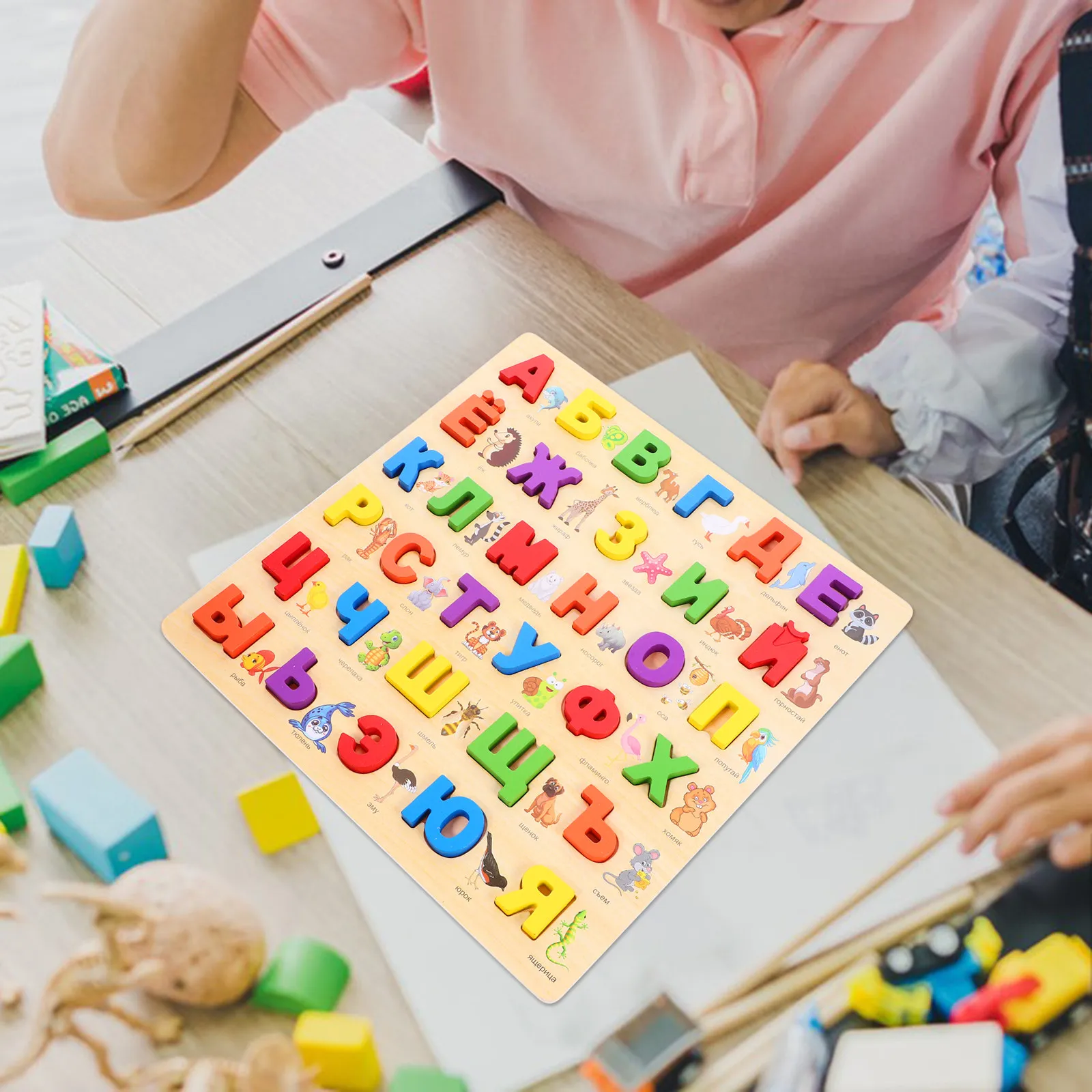 

Набор деревянных пазлов-алфавитов для изучения русского языка: развивающая игра для дошкольников, логическая головоломка для развития сопоставления