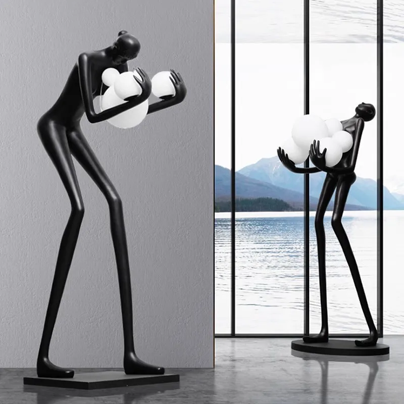Living room large floor ornament lamp Home exhibition hall Hotel lobby Resin humanoid art sculpture Floor