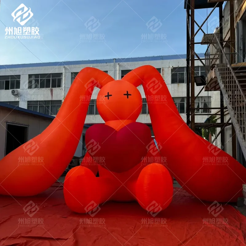 

Надувная модель кролика-сердца красного цвета на заказ, декоративный реквизит для уличных торговых центров и рекламных мероприятий ко Дню святого Валентина