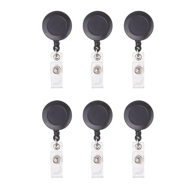

6pcs ID Card Key Chain Lanyard Clip Key Ring Retractable Pull Name Tag Recoil Badge Belt Rope Holder Keyring Keychain