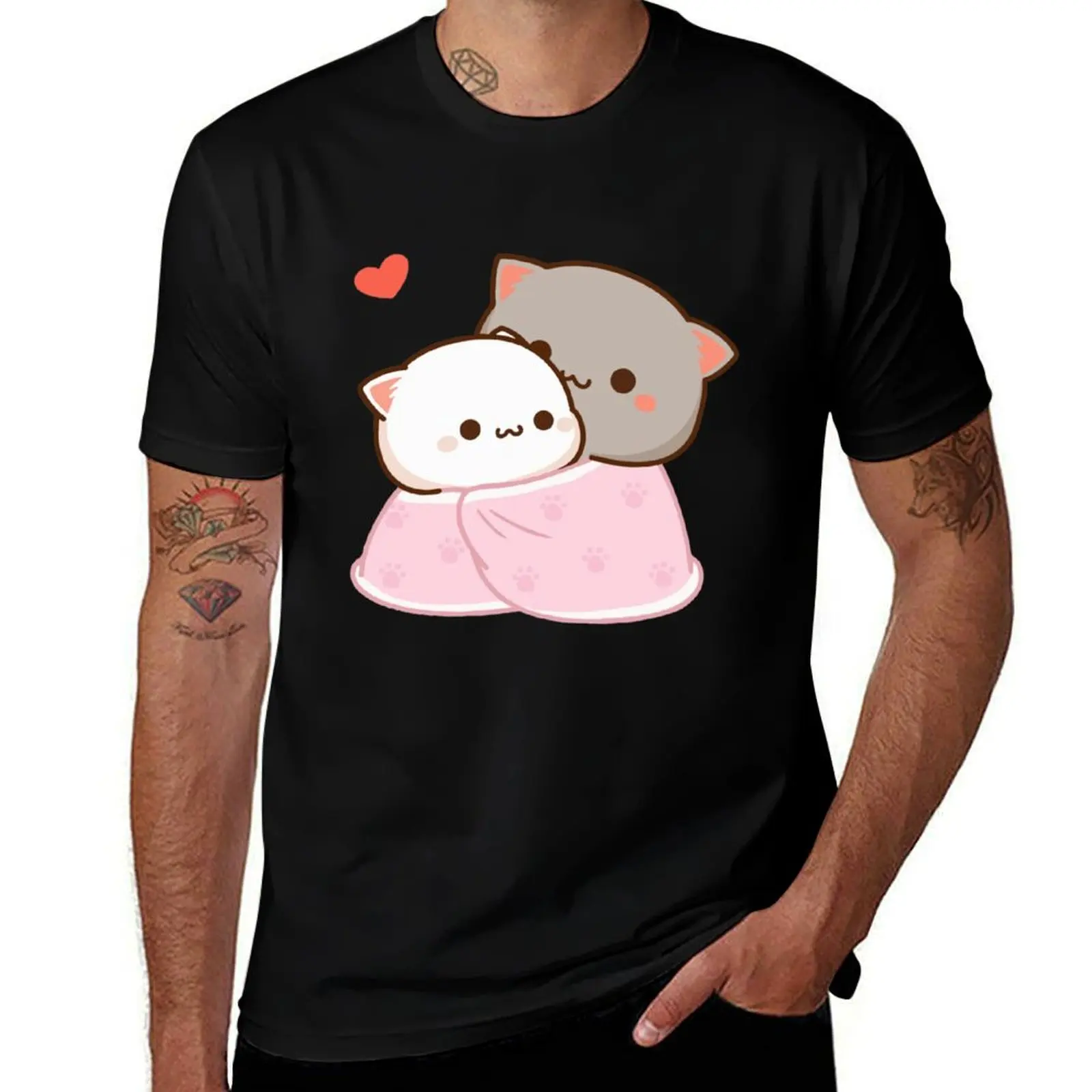

Peach and Goma Cuddling - Mochi Peach Cat T-Shirt man t shirt cotton t shirt man casual funny t shirts cotton T-shirt