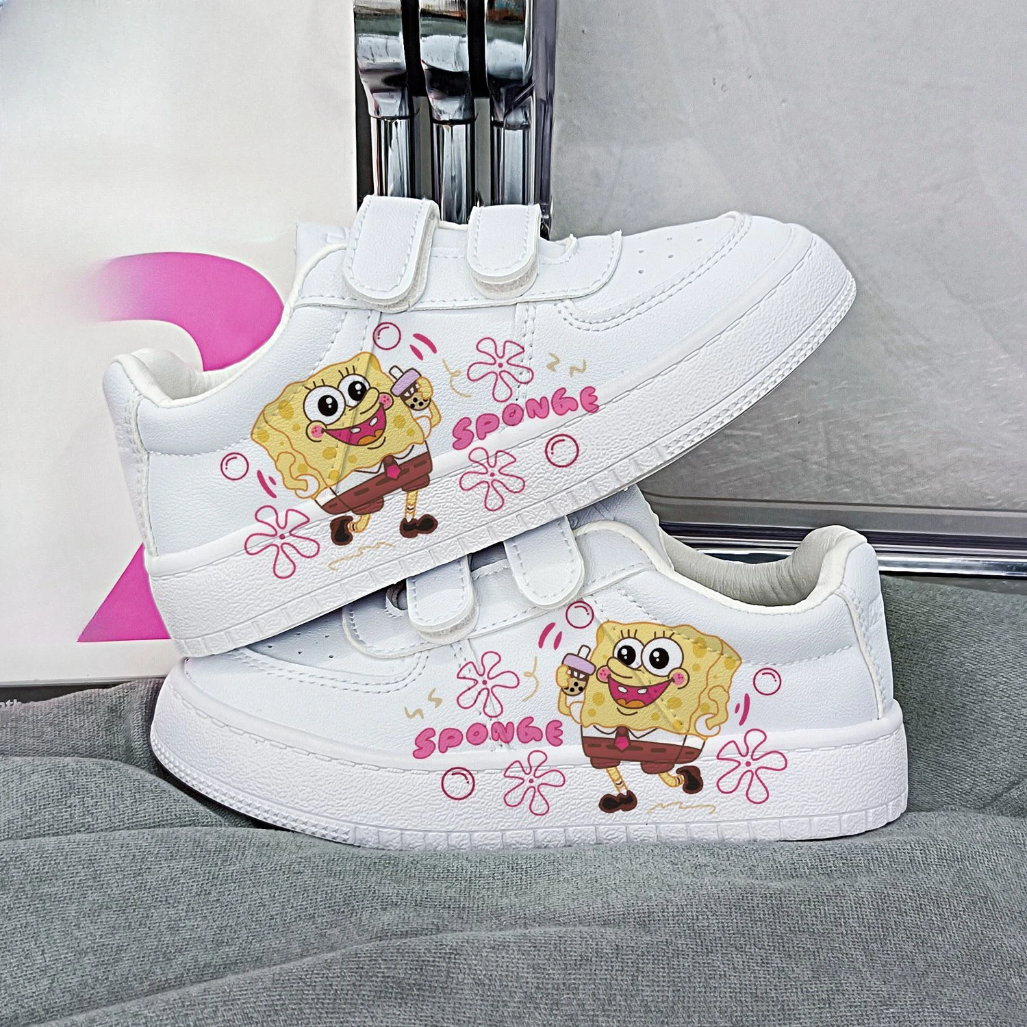 Original cartoon SpongeBob SquarePants princess cute Casual shoes soft sports shoes for girlfriend gift EU size 25-38