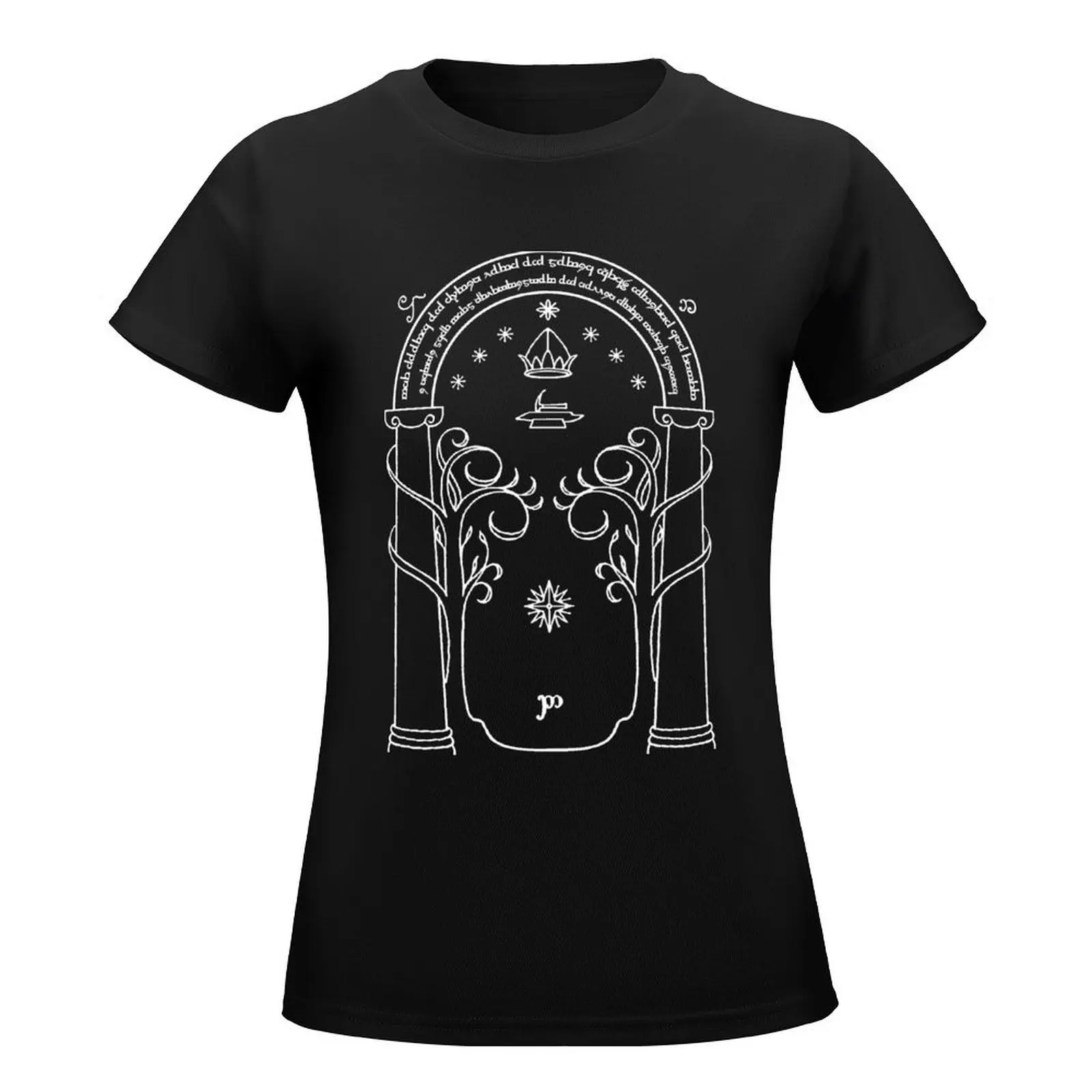 Camiseta de puertas de Durin (ligera) para mujer, ropa estética, camisetas para mujer, gráfico