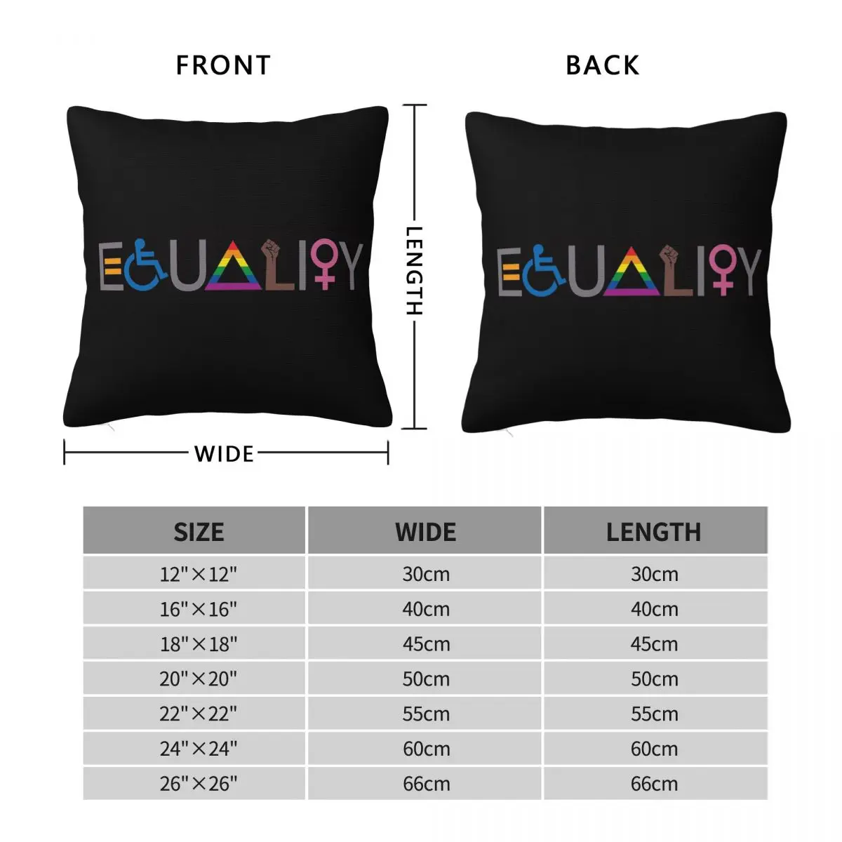 Equality V2 For Dark Fabric Square Pillowcase Pillow Cover Polyester Cushion Zip Decorative Comfort Throw Pillow for Home Car