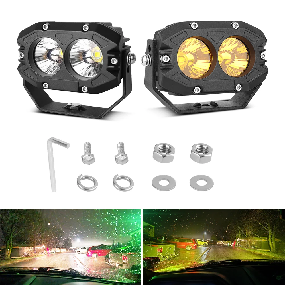 

4-дюймовые противотуманные светодиодные рабочие стручки янтарно-белого прожектора 40 Вт, лампа дальнего света для Jeep Boat SUV ATV UTV Truck Pickup Motorcycle