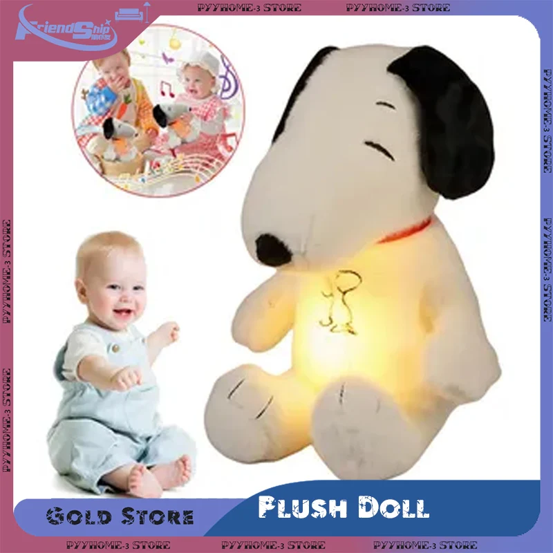

Baby Breathing Soothing Snoopy White Dog Plush Doll Sleeping Companion Music and Light Doll Sensory Stuffed Toys Gifts