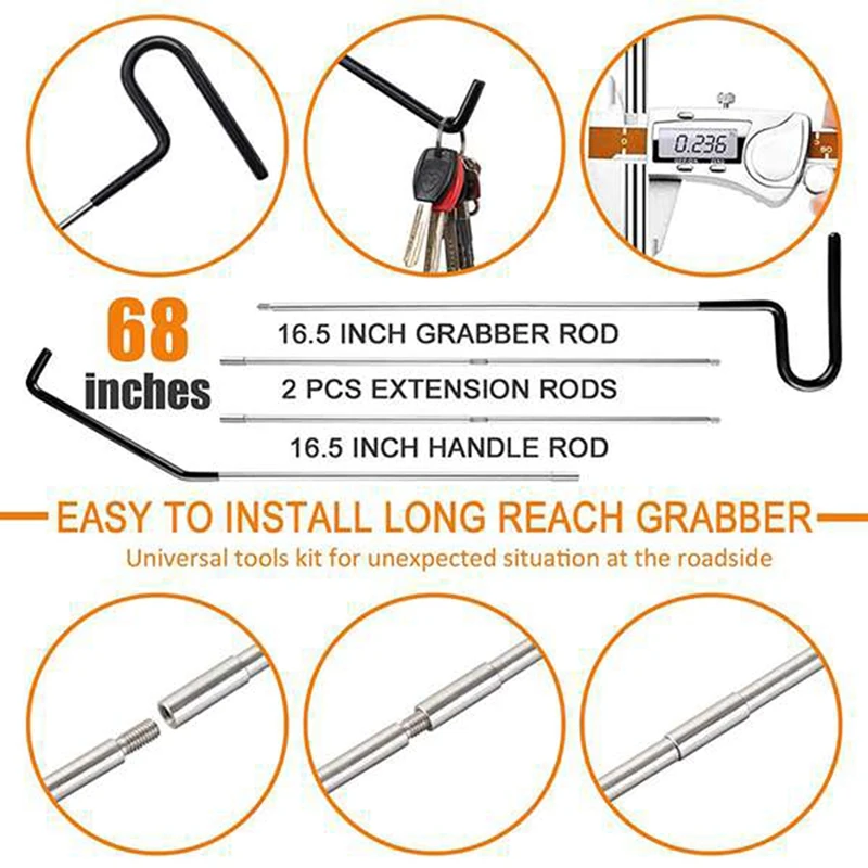 14Pcs Car Essential Emergency Lockout Kit Air Wedge Pump Easy Entry Long Grabber Non Marring Wedge Multifunctional Tool