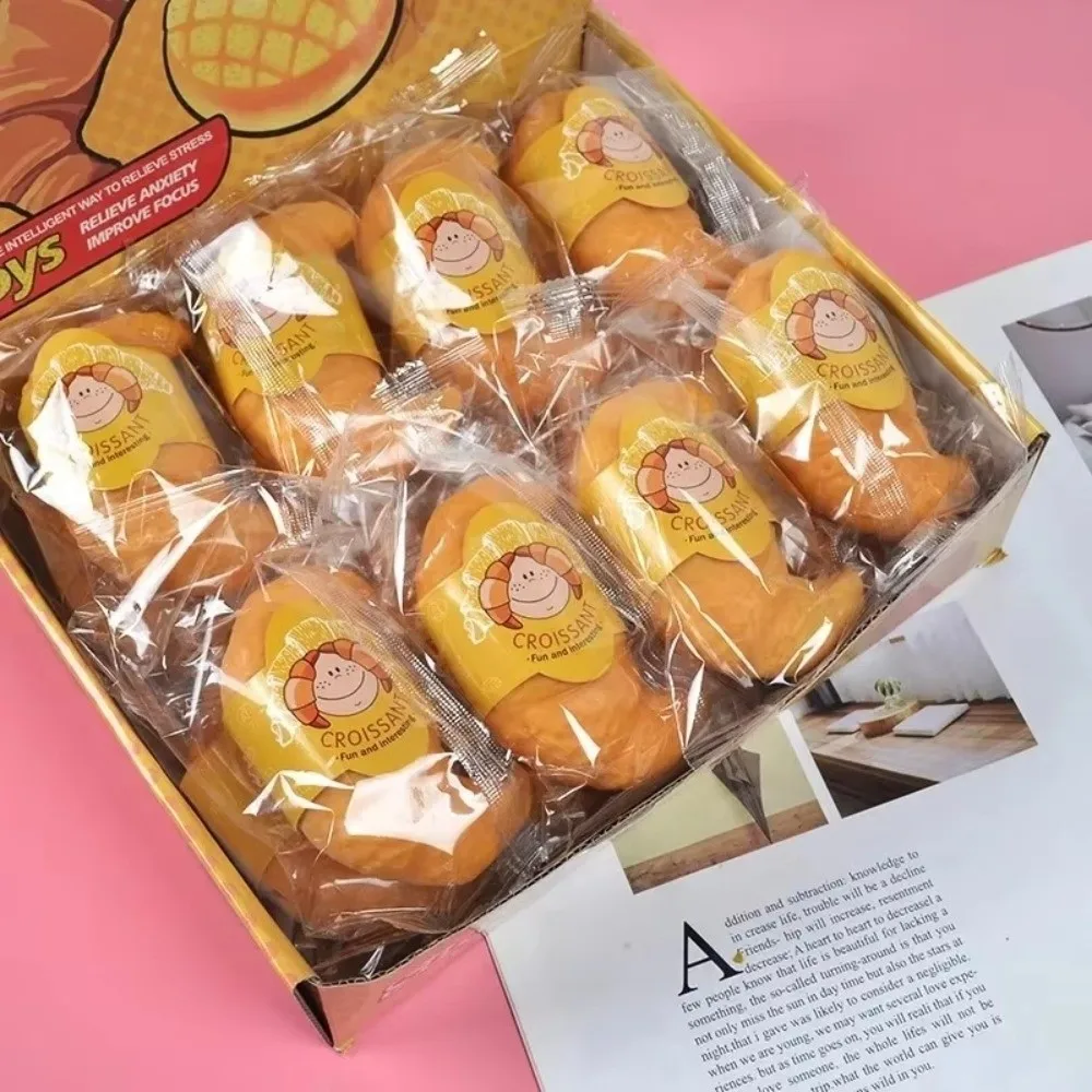 Croissant Bread Stress Toy Lifelike Food Squeeze Toy Stress Relief Fidget Toy for Kids & Adults Tricky Funny Squeeze Gifts