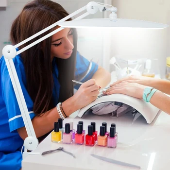 Lampa biurkowa LED 19 cali Metalowe ramię wahadłowe Lampa do przedłużania rzęs 117 SZTUK diod LED do rzemiosła paznokci Lampa robocza do czytania z głowicą