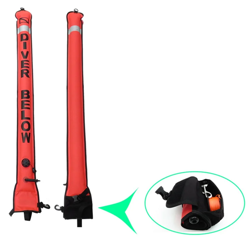 

A61P Diving Spool Reel And Clip Included High Visibility Inflatable Diving Surface Marker Buoy Set Scuba Signal Tube