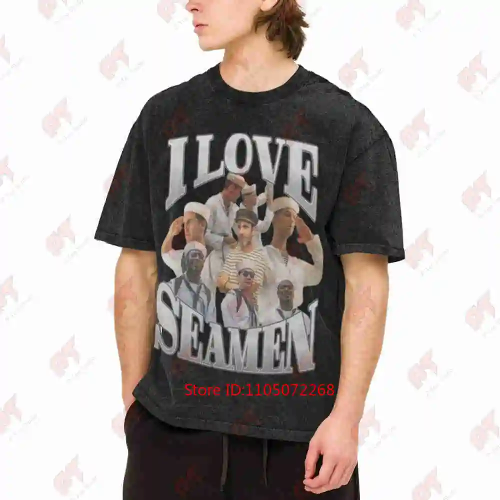 I Love Seamen Funny Cringe Meme Offensive Ironic Vintage Washed Tee Pure Cotton T-Shirt