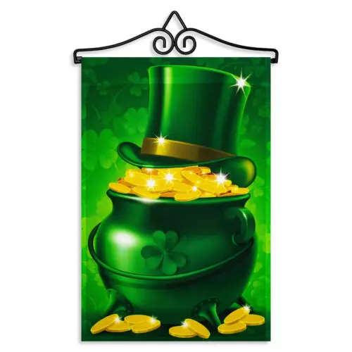 Garden Flag Pot of Gold and Hat 12x18IN & Hanger 14IN Printed Poly