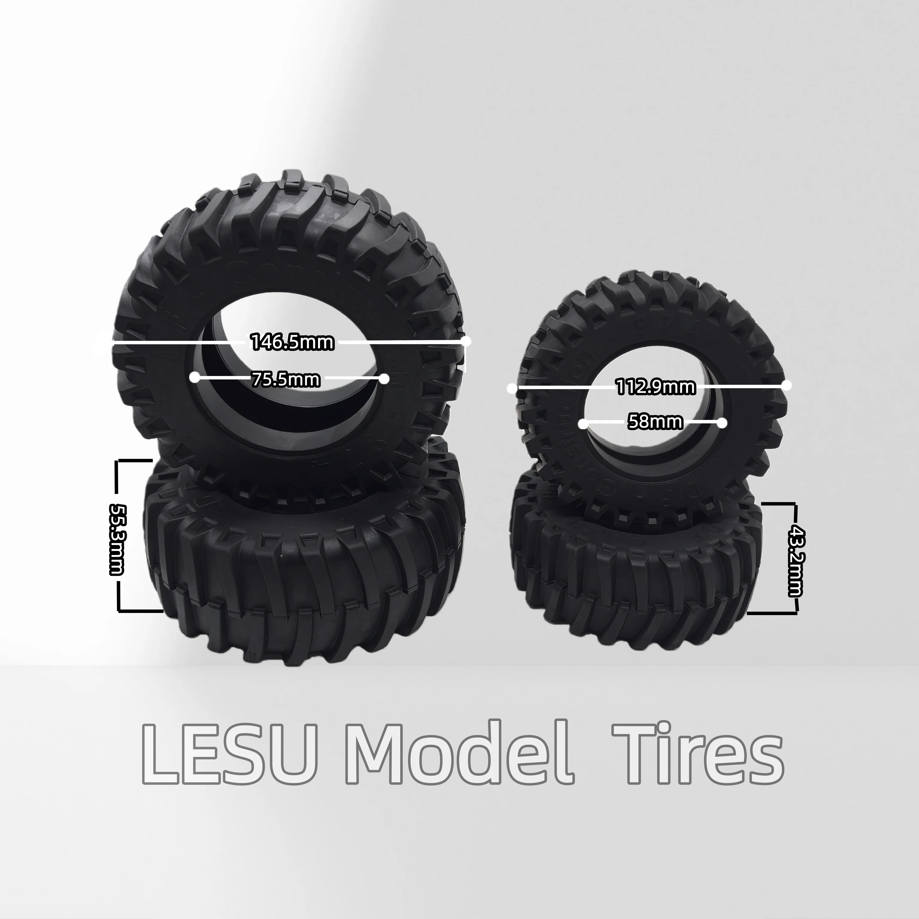 

1/16 LESU RD-2011 RC Tractor Truck Simulation Model Front & Rear Tires High Quality Rubber Tire Set for RC Truck Model DIY Toys