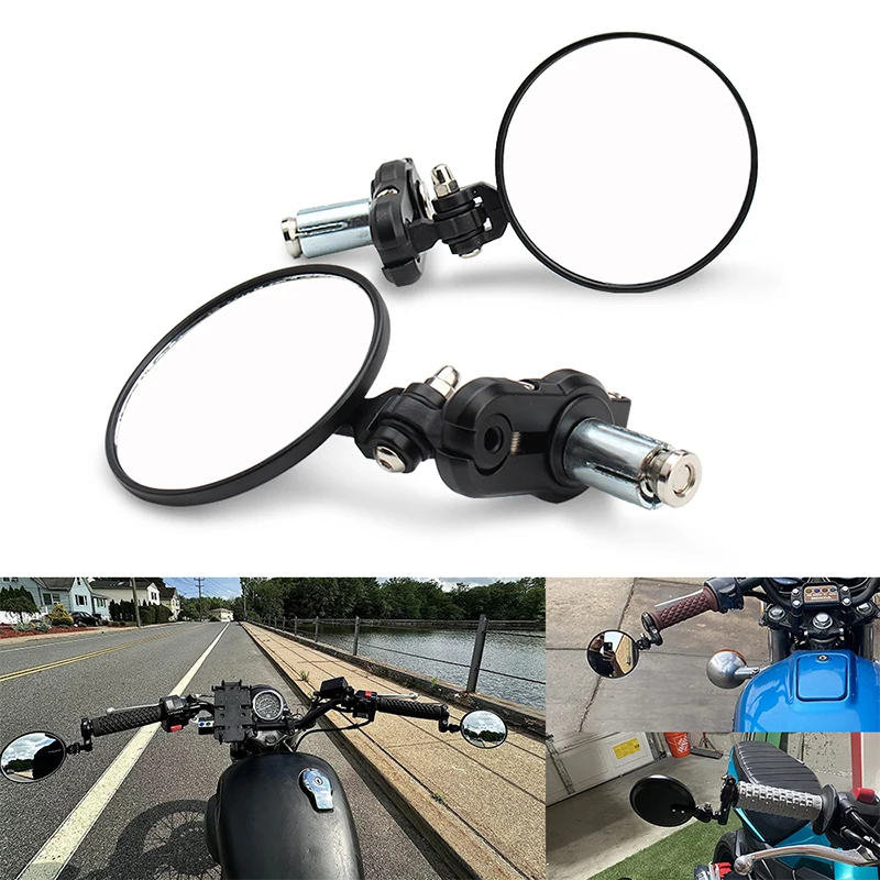 

Universal Motorcycle Mirrors 3 Inch Round Folding Bar End Side Mirror for Honda Suzuki Yamaha Kawasaki 22MM handlebars available