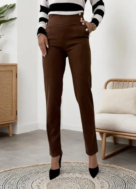 Женская одежда, осень-зима 2024, новые облегающие повседневные брюки с высокой талией для похудения