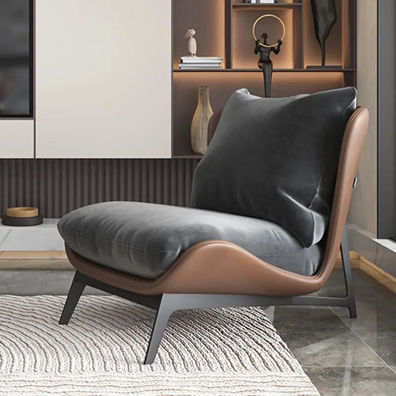 Upholstered Single Sofa Lounge Leisure Armless Lazy Chair Comfy Accent Chair for Living Room Bedroom Reading Room Recliner