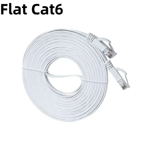 Flat Cat6 White High-Speed 1Gbps Ethernet Cable  Black Suitable for routers modems computer TV and home offices Length 0.5 - 30M