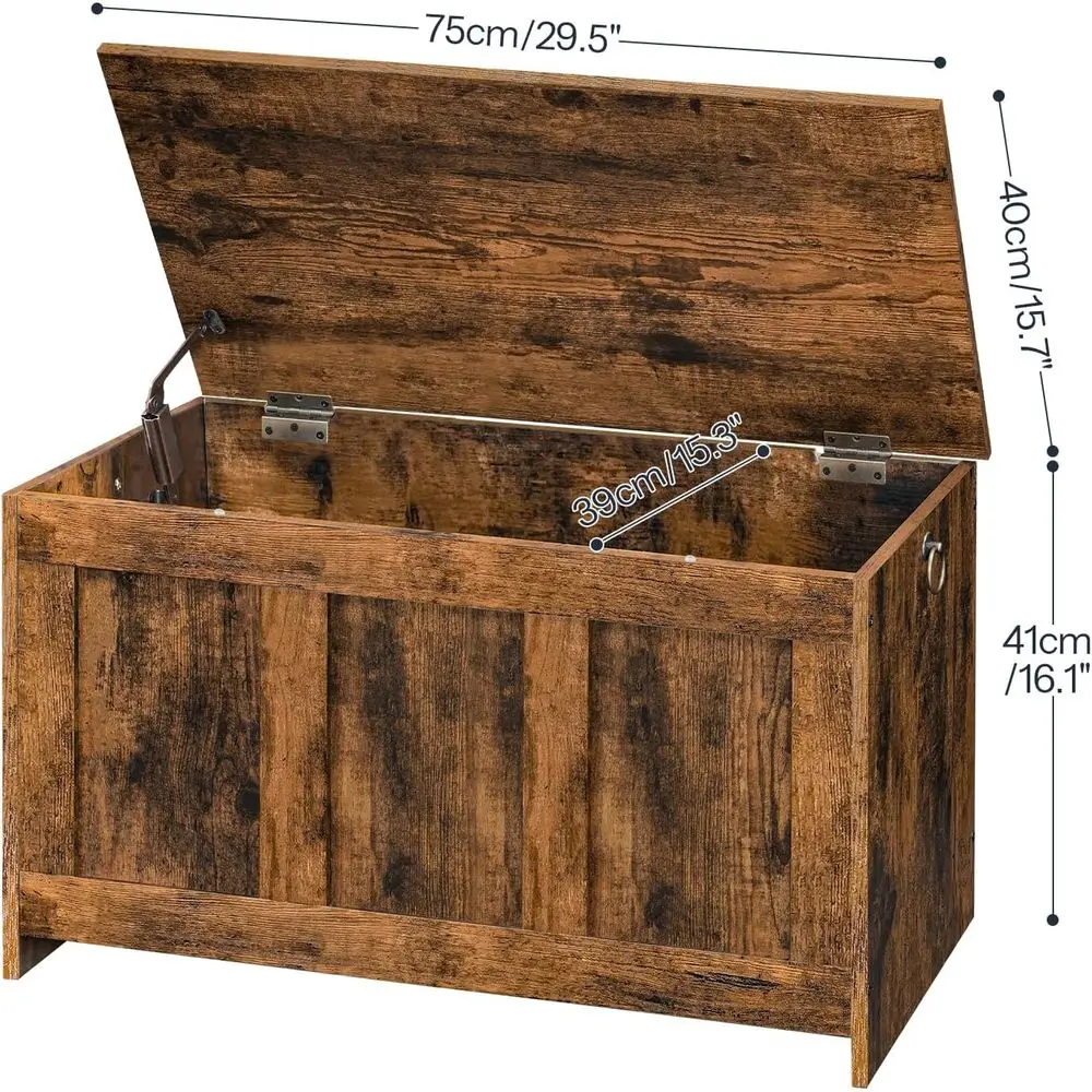Retro Wooden Storage Chest 29.5 Toy Chest with Lift Top, Multifunctional Entryway Organizer for Living Room, Rustic Brown