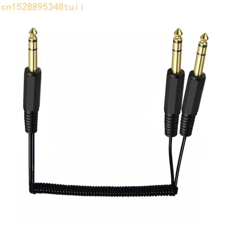 Y4QF 2x6.35 mm 1/4 "à 6,35 mm Microphones masculins Microphones Sound Converters Adapters Cable