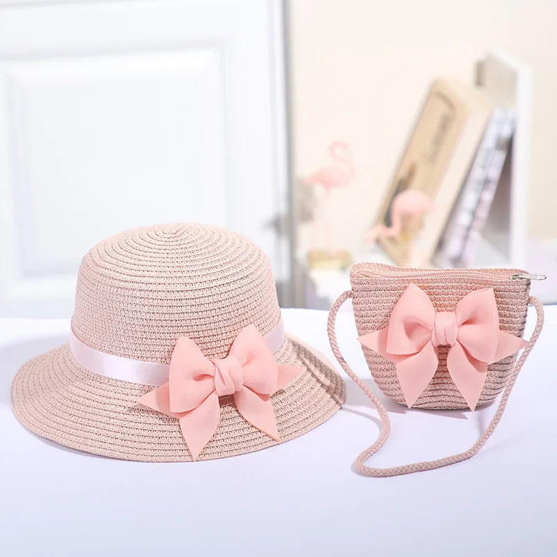 Children Straw Sunscreen Sun Hat Kids Girls Summer Fashion Hat Bag For Girls Cool Hat Girl Cute Breathable Baby Accessories