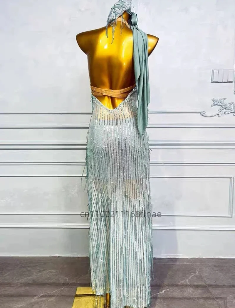 Sexy Women's Belly Dance Costume Oriental Long Dress with Sequins Bras Skirt Set for Stage Performance Party