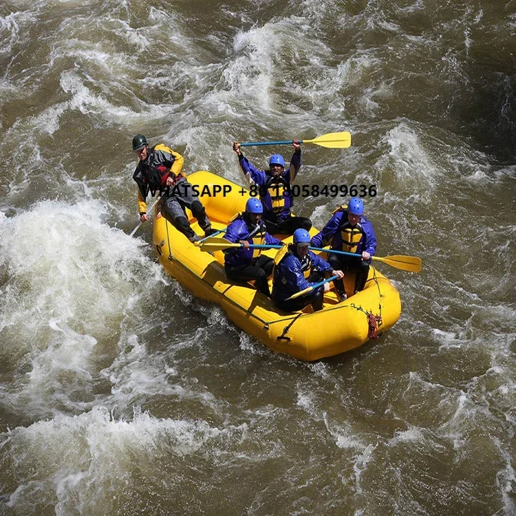 Great 280 cm Inflatable Rafting Boats for 6 Person Inflatable Rafting Boat Yellow for Rafting for Leisure