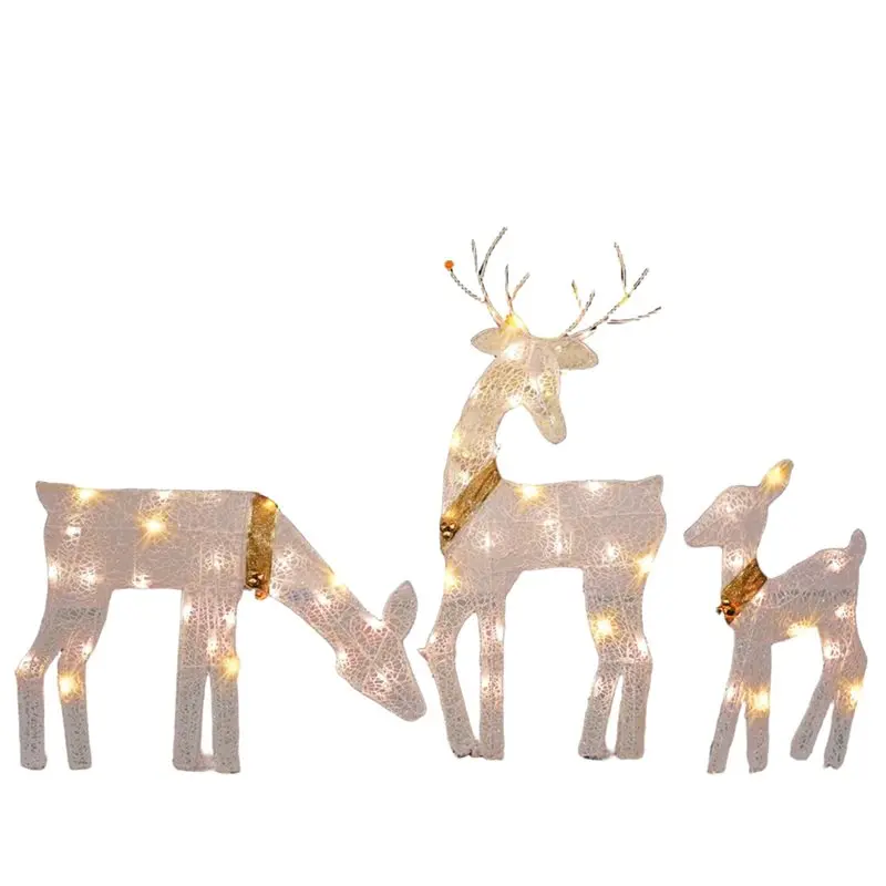 【COMELY】Pre-Lit Light Up Deer 3-Piece 2D Reindeer Family Set, 60 L, For Christmas Outdoor Decoration, For Yard