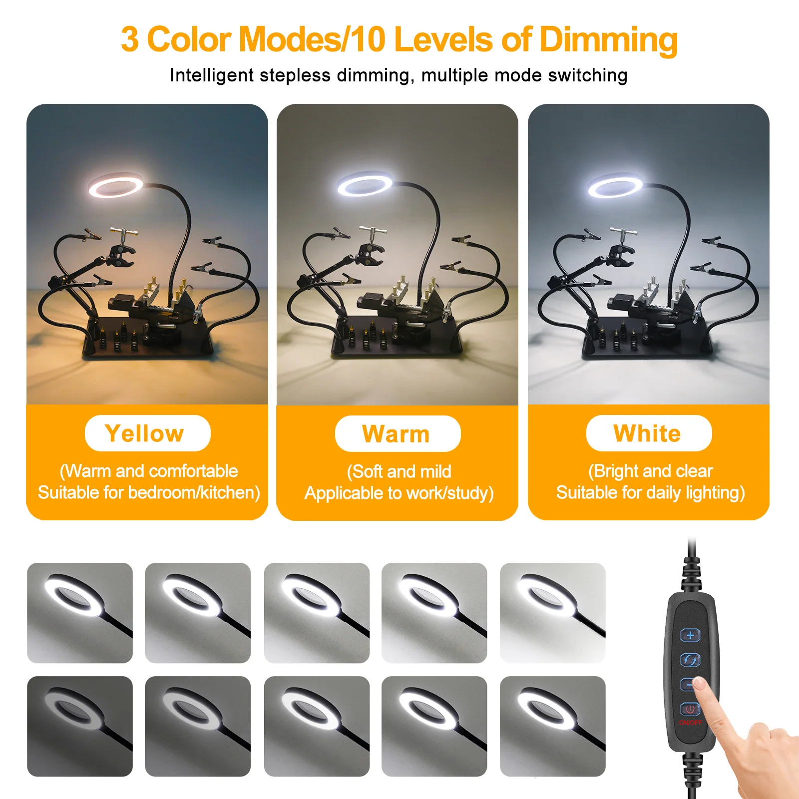 NEWACALOX Magnetic Helping Hands Soldering Third Hand PCB Circuit Board Holder with 5X LED Magnifying Lamp 360 Heat Gun Holder