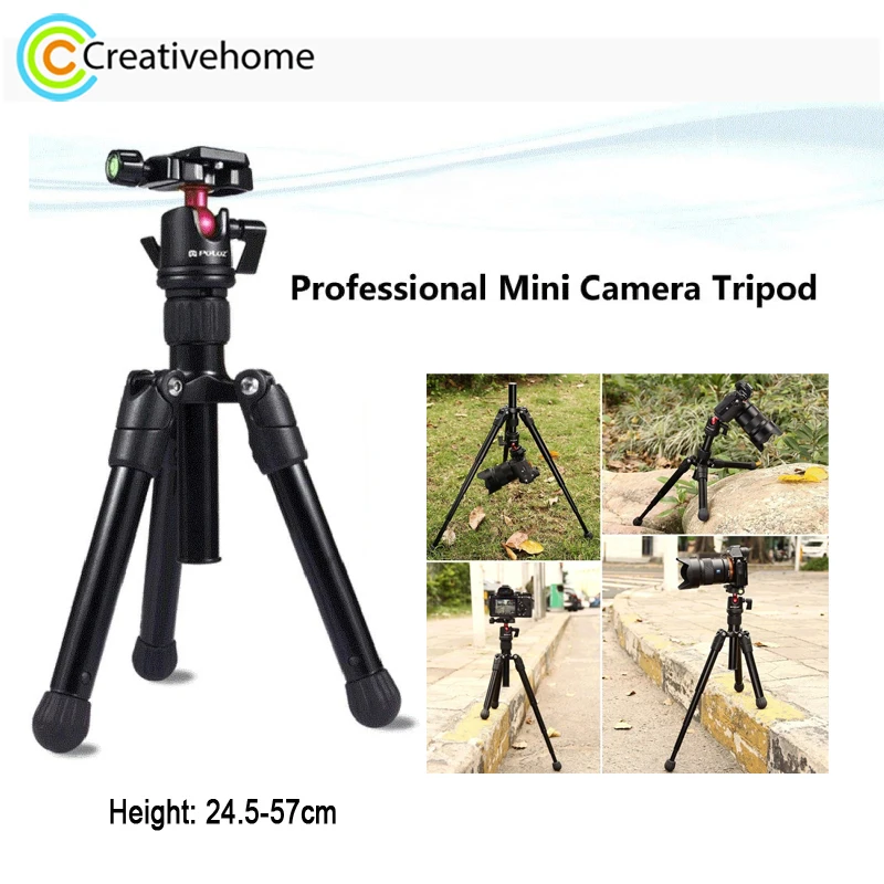 PULUZ Professional Mini Camera Tripod Aluminum Alloy Mount with 360 Degree Ball Head for DSLR & Digital Camera, Adjust 24.5-57cm