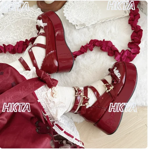 

Туфли-маффины на платформе в стиле Лолиты, женские осенние новые милые и милые элегантные туфли-лодочки на высоком каблуке с кружевом и бантом в стиле Лолиты, женские туфли-лодочки